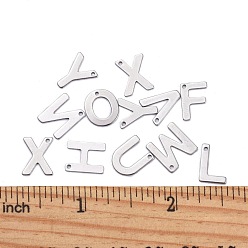 Letter 201 Stainless Steel Letter Charms, Random Mixed Letters, 11x5.5~12x0.5mm, Hole: 1mm