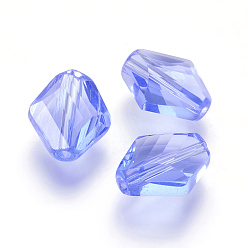 Cornflower Blue Imitation Austrian Crystal Beads, Grade AAA, Faceted, Rhombus, Cornflower Blue, 14~14.5x12x5~7mm, Hole: 0.9~1mm