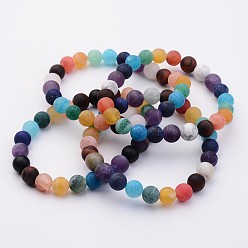 Mixed Stone Natural Gemstone Beads Stretch Bracelets, 2-1/8 inch(54mm)