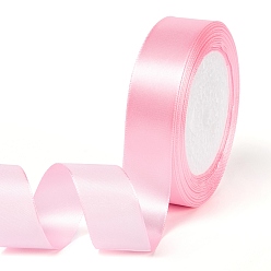 Pink Single Face Satin Ribbon, Polyester Ribbon, Pink, 1 inch(25mm) wide, 25yards/roll(22.86m/roll), 5rolls/group, 125yards/group(114.3m/group)