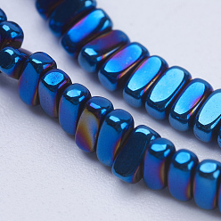 Plaqué Bleu Galvanoplastie non magnétiques hématite synthétique brins de perles, rectangle, bleu plaqué, 4x2x2mm, Trou: 1mm, Environ 207 pcs/chapelet, 15.5 pouce (39.5 cm)