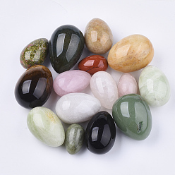 Mixed Stone Natural & Synthetic Mixed Gemstone Egg Stone, Pocket Palm Stone for Anxiety Relief Meditation Easter Decor, 30~52x20~36mm