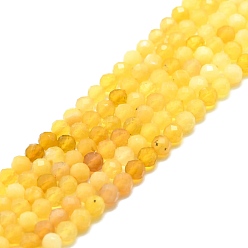 Желтый Опал Природные желтые опал бусины пряди, граненые, круглые, 4 мм, отверстие : 0.8 мм, около 108 шт / нитка, 15.16''~15.55'' (38.5~39.5 см)