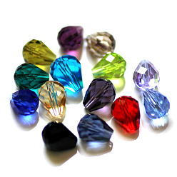 Mixed Color Imitation Austrian Crystal Beads, Grade AAA, Faceted, Drop, Mixed Color, 6x8mm, Hole: 0.7~0.9mm