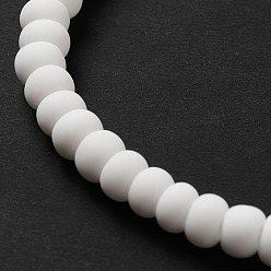 White Handmade Frosted Porcelain Beads, Flat Round, White, 4x3mm, Hole: 0.8mm, about 134pcs/strand, 15.55 inch(39.5cm)