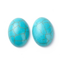 Medium Turquoise Craft Findings Dyed Synthetic Turquoise Gemstone Flat Back Cabochons, Oval, Medium Turquoise, 13x18x6mm