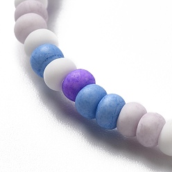 Colorful Handmade Frosted Porcelain Beads, Flat Round, Colorful, 4x3mm, Hole: 0.8mm, about 134pcs/strand, 15.55 inch(39.5cm)