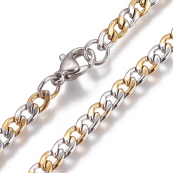 Golden & Stainless Steel Color 304 Stainless Steel Curb Chain Bracelets, with Lobster Claw Clasps, Golden & Stainless Steel Color, 8-1/4 inch(21cm) long, 4x5mm