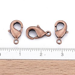 Red Copper Brass Lobster Claw Clasps, Parrot Trigger Clasps, Cadmium Free & Nickel Free & Lead Free, Red Copper, 12x7x3mm, Hole: 1mm