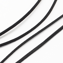 Black Eco-Friendly Faux Suede Cord, Faux Suede Lace, with Glitter Powder, Black, 2.7x1.4mm, about 100yards/roll(300 feet/roll)