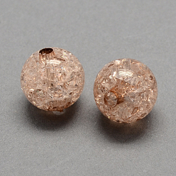Camel Transparent Crackle Acrylic Beads, Round, Camel, 8mm, Hole: 2mm, about 1890pcs/500g