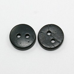 Mixed Color Flat Round Coconut Buttons, 2-Hole Sewing Buttons, Mixed Color, 12.5~13x2mm, Hole: 2mm