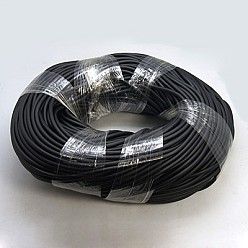 Black Solid Synthetic Rubber Beading Cord, Black, Round, No Hole, Black, 4.0mm, about 43.74 yards(40m)/1000g