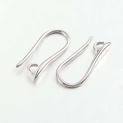 Platinum Brass Earring Hooks for Earring Designs, with Horizontal Loop, Lead Free & Cadmium Free, Platinum, 20.5x8.5x2.5mm, Hole: 2mm, 18 Gauge, Pin: 1mm