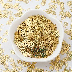 Gold Ornament Accessories Plastic Paillette/Sequins Beads, Smiling Face, Gold, 8x6x0.1mm, Hole: 0.8mm
