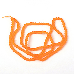 Orange Foncé Perles en verre transparentes , givré, ronde, orange foncé, 4mm, Trou: 1.1~1.6mm, Environ 200 pcs/chapelet, 31.4 pouce
