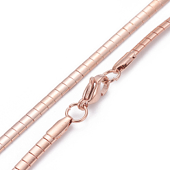 Rose Gold Ion Plating(IP) 304 Stainless Steel Chain Necklaces & Bracelets Sets, with Lobster Claw Clasps, Rose Gold, 17.7 inch(45cm), 3mm, 8-1/8 inch(20.5cm) 3x1mm