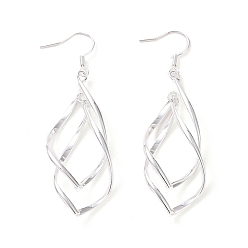 Argent Boucles d'oreilles en laiton balancent, couleur argent plaqué, 69x21mm