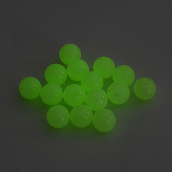 Pale Green Luminous Acrylic Round Beads, Glow in the Dark, Pale Green, 6mm, Hole: 1.5mm, about 4500pcs/500g