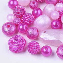 Mixed Color Acrylic Beads, Imitation Pearl Beads/Miracle Beads, Mixed Shape, Mixed Color, 5.5~28x8~17mm, Hole: 1.2~2.8mm