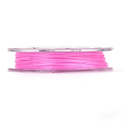 Rose Chaud Fil élastique de perles extensible solide, chaîne de cristal élastique plat, rose chaud, 0.8mm, environ 10.93 yards (10m)/rouleau