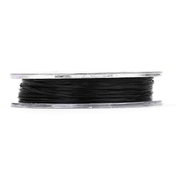 Noir Fil élastique de perles extensible solide, chaîne de cristal élastique plat, noir, 0.8mm, environ 10.93 yards (10m)/rouleau