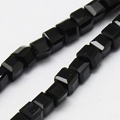 Noir Chapelets de perles en verre, facette, cube, noir, 2x2x2mm, Trou: 1mm, Environ 198 pcs/chapelet, 16.3 pouce