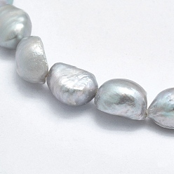 Dark Gray Natural Cultured Freshwater Pearl Beads Strands, Dyed, Oval, Dark Gray, 8~10.5x6~8mm, Hole: 0.8mm, about 39pcs/strand, 13.58 inch