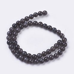 Obsidian Natural Ice Obsidian Beads Strands, Round, 6mm, Hole: 1mm, about 64pcs/strand, 15.3 inch(39cm)