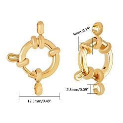 Real 24K Gold Plated 304 Stainless Steel Spring Ring Clasps, Ring, Real 24K Gold Plated, 12.5x4mm, Hole: 2.5mm
