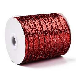 Brique Rouge Ruban scintillant scintillant, ruban de polyester et nylon, firebrick, 3/8 pouces (9.5~10 mm), à propos de 50yards / roll (45.72m / roll)