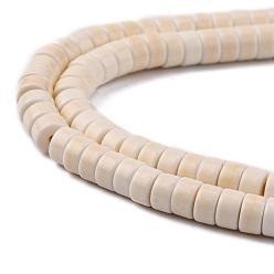 Creamy White Synthetic Turquoise Beads Strands, Heishi Beads, Dyed, Flat Round/Disc, Creamy White, 5x3mm, Hole: 1mm, about 145pcs/strand, 15.75 inch