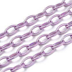 Medium Purple Acrylic Opaque Cable Chains, AB Color, Horse Eye, Medium Purple, 13x8x2mm, 18.5 inch~19.29 inch(47~49cm)/strand