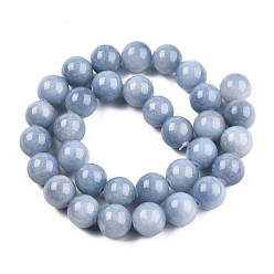 Bleu Acier Clair Brins de perles de jade jaune teint naturel, ronde, bleu acier clair, 12.5mm, Trou: 1.5mm, Environ 33 pcs/chapelet, 15.67 pouce (39.8 cm)