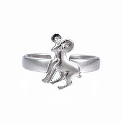 Constellation 304 Stainless Steel 12 Constellations/Zodiac Signs Open Cuff Ring for Women, Stainless Steel Color, 12 Constellations, US Size 6 3/4(17.1mm)~US Size 8 1/4(18.3mm)