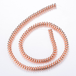Plaqué D'or Rose Galvanoplastie non-magnétiques brins de perles d'hématite synthétique, rondelle, rose plaqué or, 4x2mm, Trou: 1mm, Environ 180 pcs/chapelet, 15.7 pouce