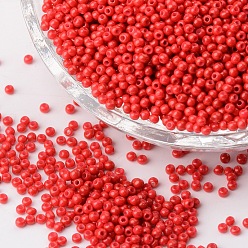 Orange Red 12/0 Grade A Round Glass Seed Beads, Baking Paint, Orange Red, 12/0, 2x1.5mm, Hole: 0.7mm, about 30000pcs/bag