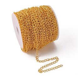 Golden Iron Twisted Chains, Unwelded, with Spool, Oval, Golden, 6.5x4.5x0.8mm, about 164.04 Feet(50m)/roll