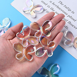 Clear AB Transparent Acrylic Beads, AB Color, Butterfly, Clear AB, 34x44x8mm, Hole: 3mm