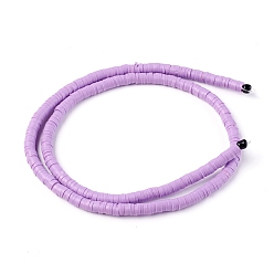 Plum Eco-Friendly Handmade Polymer Clay Beads, Disc/Flat Round, Heishi Beads, Plum, 4x1mm, Hole: 1mm, about 380~400pcs/strand, 17.7 inch