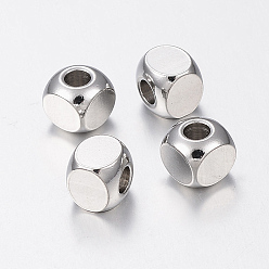 Stainless Steel Color 304 Stainless Steel Beads, Cube, Stainless Steel Color, 6x6x6mm, Hole: 3mm