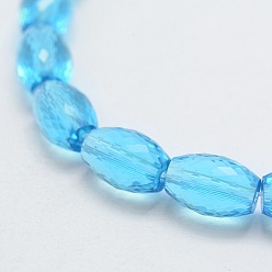 Bleu Ciel Foncé Chapelets de perles en verre transparentes  , facette, tambour, bleu profond du ciel, 11.5x8mm, Trou: 1.2mm, Environ 30 pcs/chapelet, 13.7 pouce (35 cm)