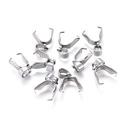 Stainless Steel Color 304 Stainless Steel Ice Pick Pinch Bails, Stainless Steel Color, Pinch Bail: 13x12x4.5mm, Hole: 4mm, Pin: 0.85x0.47mm