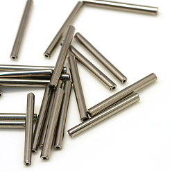 Silver Plated Glass Bugle Beads, Silver Plated, 12x2.5mm, Hole: 0.5mm, about 3500pcs/bag