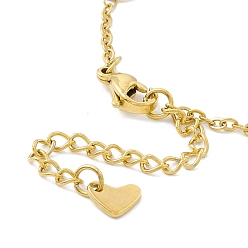 Golden Vacuum Plating 304 Stainless Steel Heart Link Anklet with Cable Chains for Women, Golden, 8-5/8 inch(22cm)