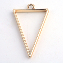 Matte Gold Color Rack Plating Alloy Triangle Open Back Bezel Pendants, For DIY UV Resin, Epoxy Resin, Pressed Flower Jewelry, Hollow, Cadmium Free & Nickel Free & Lead Free, Matte Gold Color, 39x25x3.5mm, Hole: 3mm