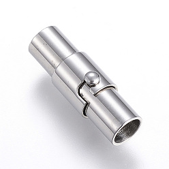 Stainless Steel Color 304 Stainless Steel Locking Tube Magnetic Clasps, Column, Stainless Steel Color, 17.5x6mm, Hole: 4mm