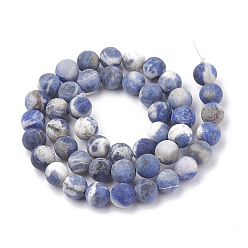 Sodalite Natural Sodalite Beads Strands, Frosted, Round, 8mm, Hole: 1mm, about 47pcs/strand, 15.5 inch