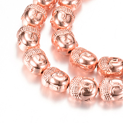 Rose Gold Plated Electroplate Non-magnetic Synthetic Hematite Bead Strands, Buddha, Rose Gold Plated, 10x9x7mm, Hole: 1mm, about 40pcs/strand, 15.7 inch