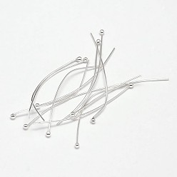 Silver 925 Sterling Silver Ball Head Pins, Silver, 45x0.6mm(22 Gauge), Ball: 1.8mm, about 115pcs/20g